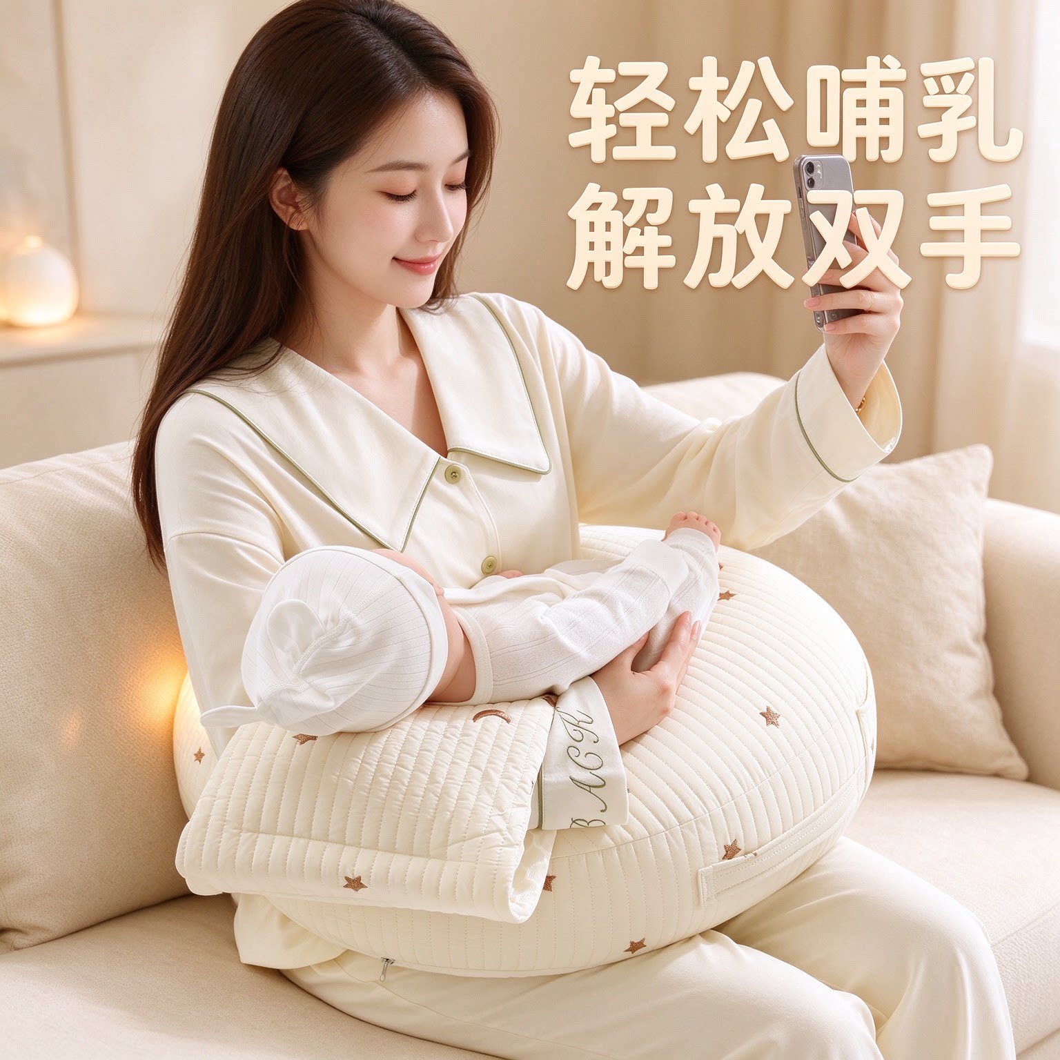 喂奶神器哺乳枕头坐护腰解放双手婴儿斜坡枕辅助枕母乳亲喂二合一