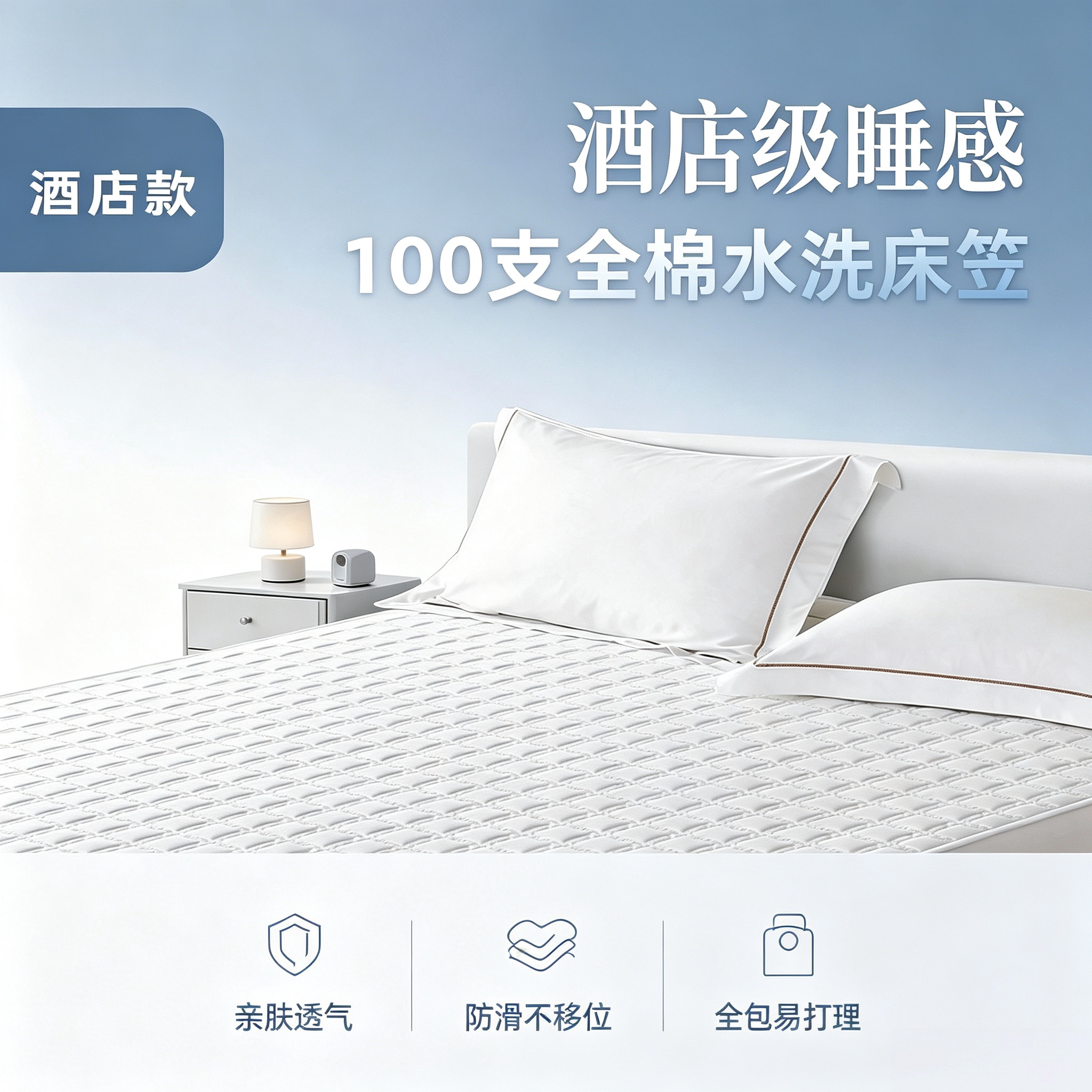 五星级酒店100支纯棉加厚床笠夹棉床垫保护罩床套全包床罩床垫套