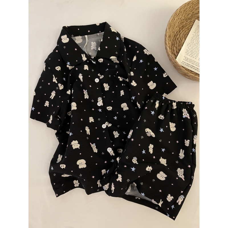 短袖睡衣女款夏季短裤家居服套装