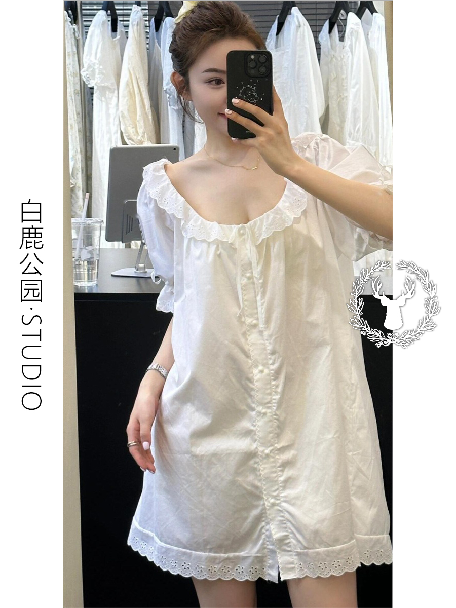 短袖睡裙女夏季可外穿家居连衣裙