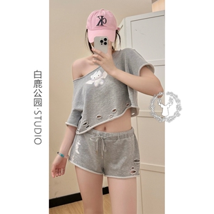 网红风天使凯蒂猫印花睡衣女夏季 短袖 韩版 2025爆款 短裤 家居服套装