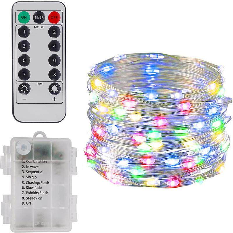 跨境 防水3池AA电盒100米10灯遥SET亚马逊控铜线灯串圣诞led装饰