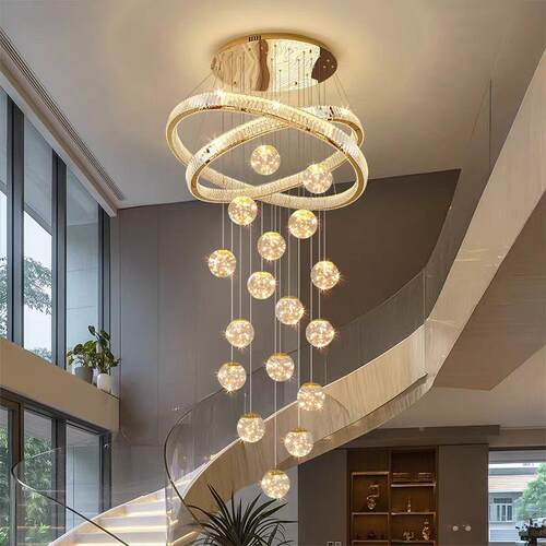 复式楼别墅轻奢锦汇水代晶楼梯新吊厅灯现简约款楼中楼公寓挑高客