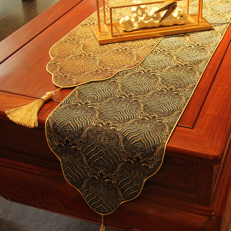 中式禅意桌旗防水茶席复古云锦茶旗茶桌垫杯垫茶道茶空间长条桌布,居家布艺,桌旗,淘宝优惠券,粉丝福利购,淘宝优惠卷
