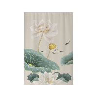 Chinese-style lotus door curtains, fabric curtains, bedroom and toilet doors facing each other, hanging curtains, main doors, kitchen and bathroom partitions, half curtains thumbnail 5