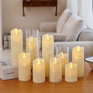 蜡烛灯酒店餐厅烛光氛围装饰摆件道具透明亚克力led仿真电子蜡烛