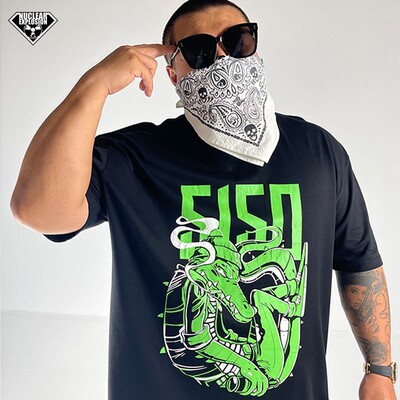 中国龙印花夏季宽松大码针织T恤