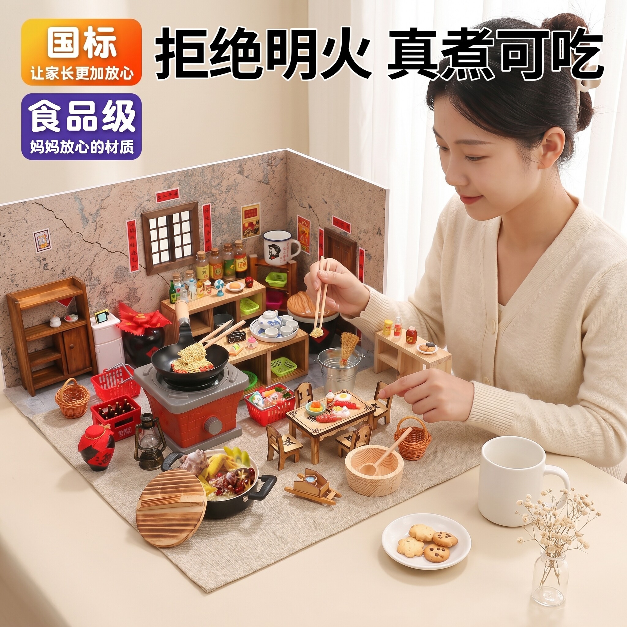 迷你厨房真煮过家家玩具套装