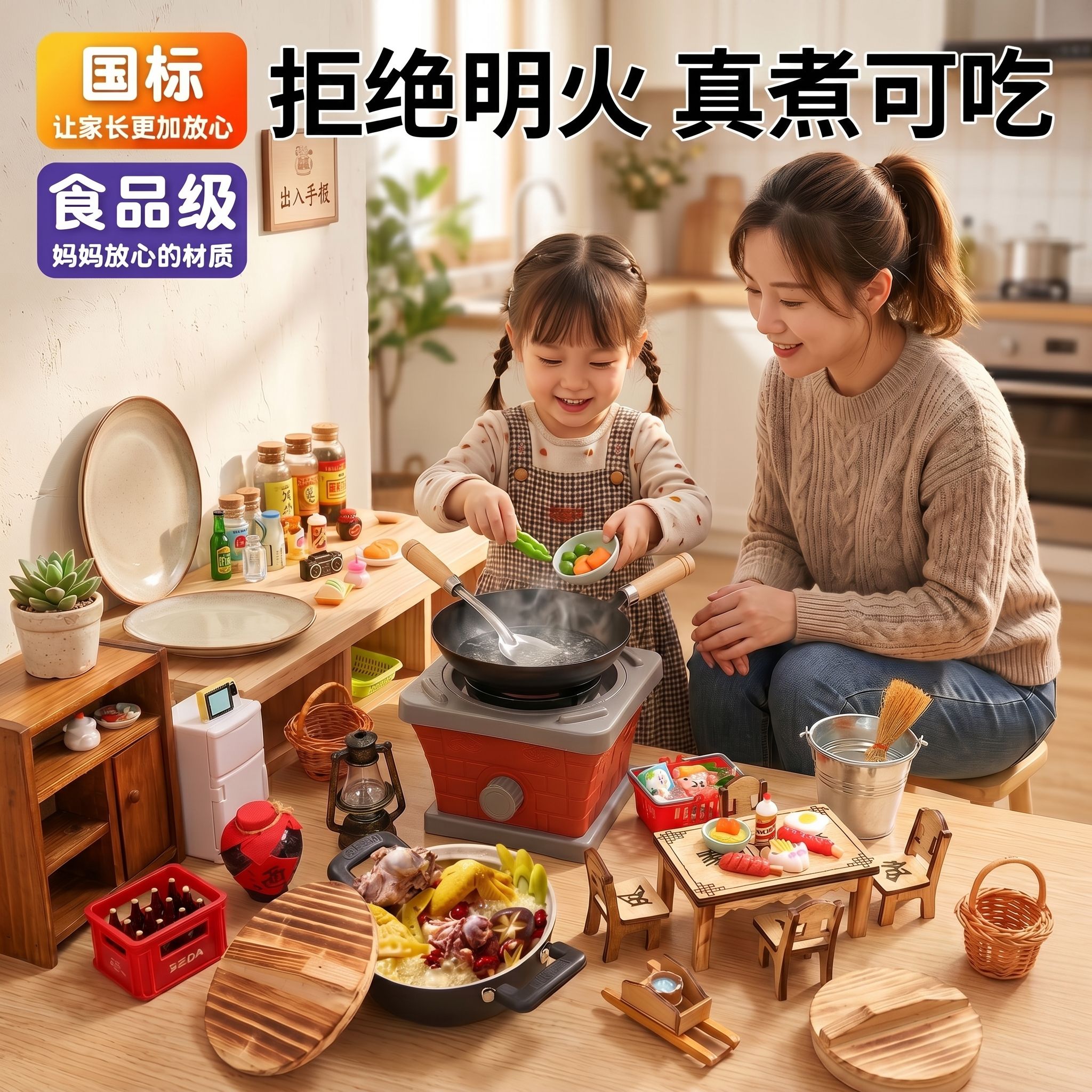 迷你厨房真煮过家家玩具套装