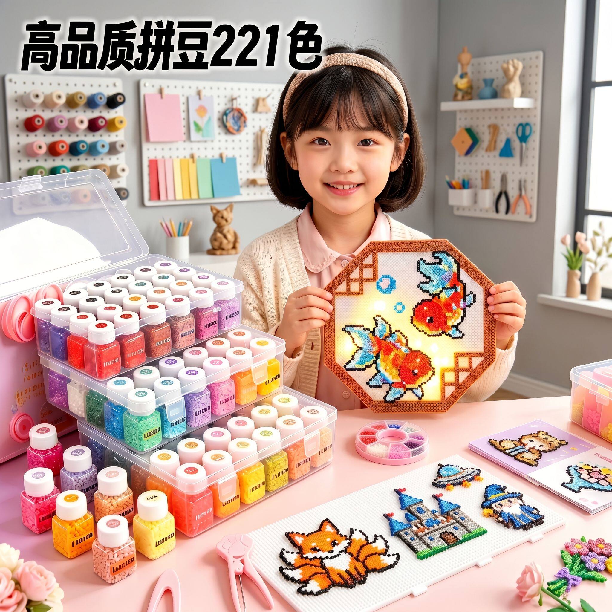 221色拼豆全套工具DIY材料包