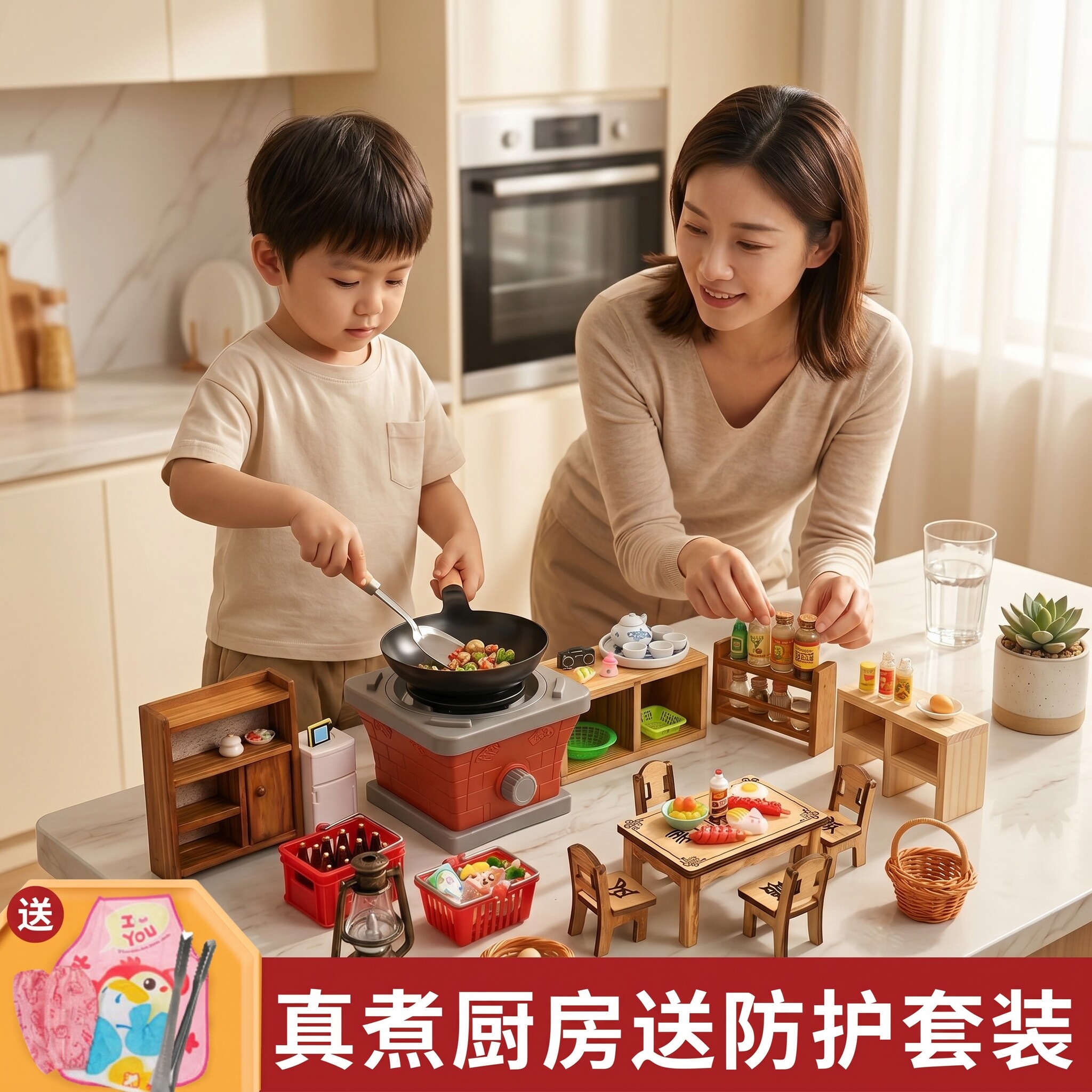 迷你小厨房女孩仿真煮饭套装