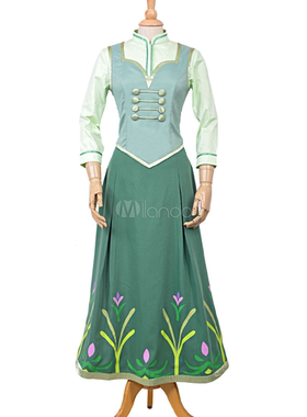 友漫  冰雪奇缘安娜绿色连衣裙cosplay服装