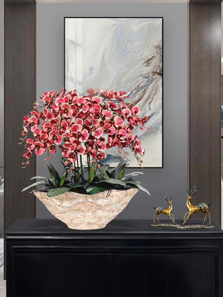 和家PU全手感仿真蝴蝶兰套装假花塑料花卉玄关客厅室内摆设大盆栽