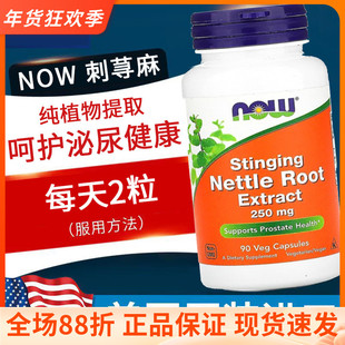 250毫克90粒 刺荨麻NettleRoot 现货美国Now Foods刺荨麻根提取物
