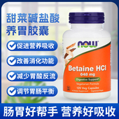 现货now foods美国诺奥甜菜碱盐酸盐胶囊含胃蛋白酶呵护肠胃120粒