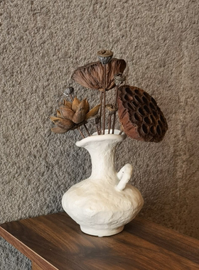 侘寂欧素胚艺术干花花瓶家居摆件民宿装饰品陶瓷花器奶油风可水培