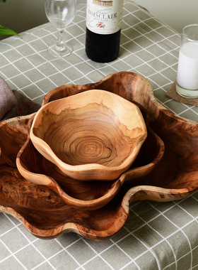 侘寂风根雕不规则异型创意水果盘高级感餐桌托盘氛围感装饰摆件