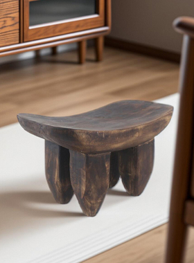 侘寂风椭圆四脚凳客厅沙发小茶几实木小凳子民宿装饰禅意原木角几