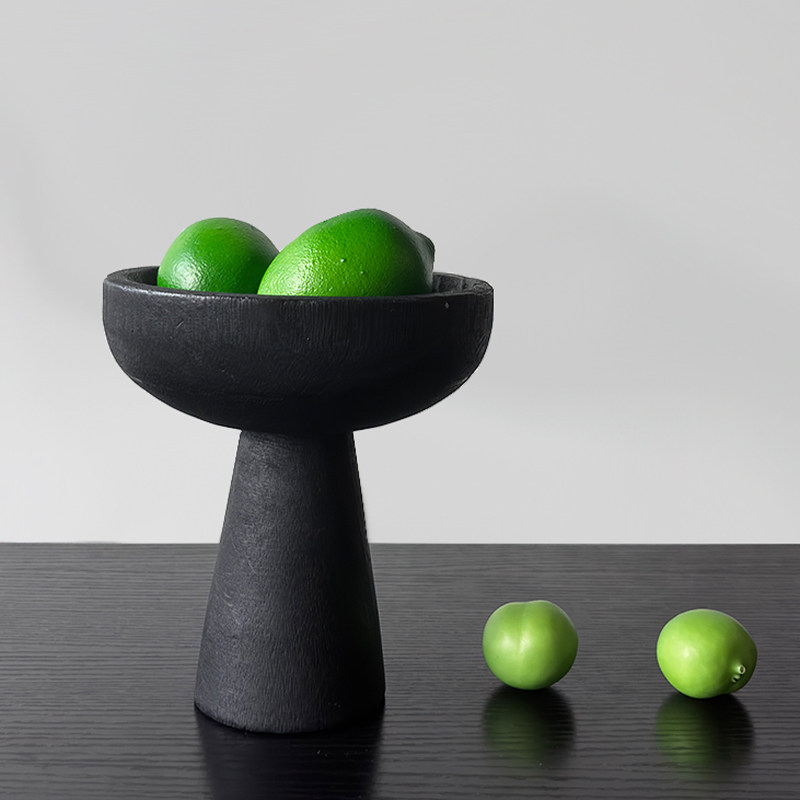 侘寂风黑色高脚小果盘复古做旧实木托盘果篓民宿家用高级装饰摆件,家居饰品,果盘/果篓,淘宝优惠券,粉丝福利购,淘宝优惠卷