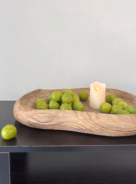 侘寂风木质果盘手工复古做旧托盘摆件创意民宿酒店水果面包盘装饰