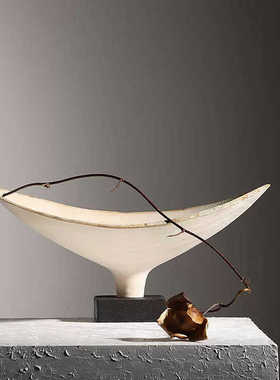 侘寂风手工树脂托盘客厅玄关创意装饰摆件样板间简约高级感果盘