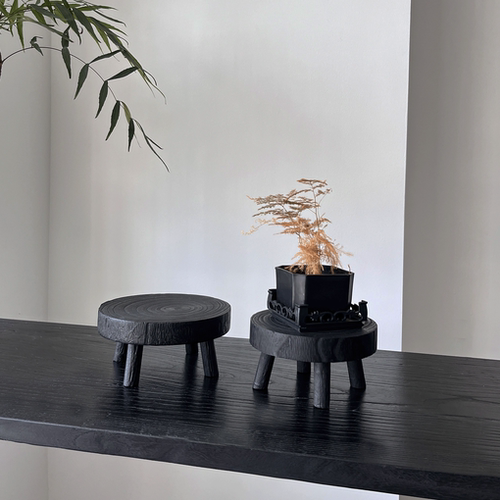 侘寂风实木多肉花架矮凳置物架