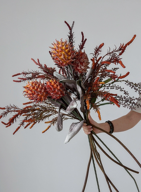 假花仿真花摆设高级感逼真向日葵手捧花酒店样板间复古高端泡沫花