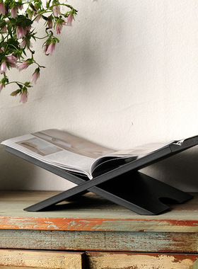 侘寂风复古黑色木质书架置物架家用民宿样板间小型展示架杂志架