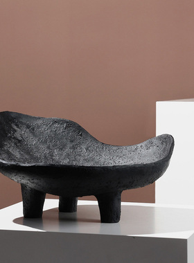 诧寂风复古树脂托盘摆件样板间高级感装饰果盘民宿酒店桌面收纳盘