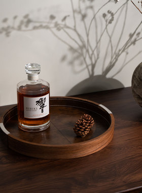 中古风轻奢高档木质托盘皮革香薰托盘样板间复古钥匙首饰收纳盘