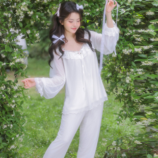 春秋宫廷风公主风高级感莫代尔女睡衣女款 家居服 2025新款 纯棉长袖