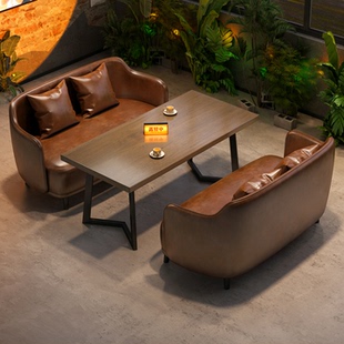 酒吧清吧咖啡厅奶茶店卡座沙发小酒馆餐厅桌椅组合烧烤店桌椅组合