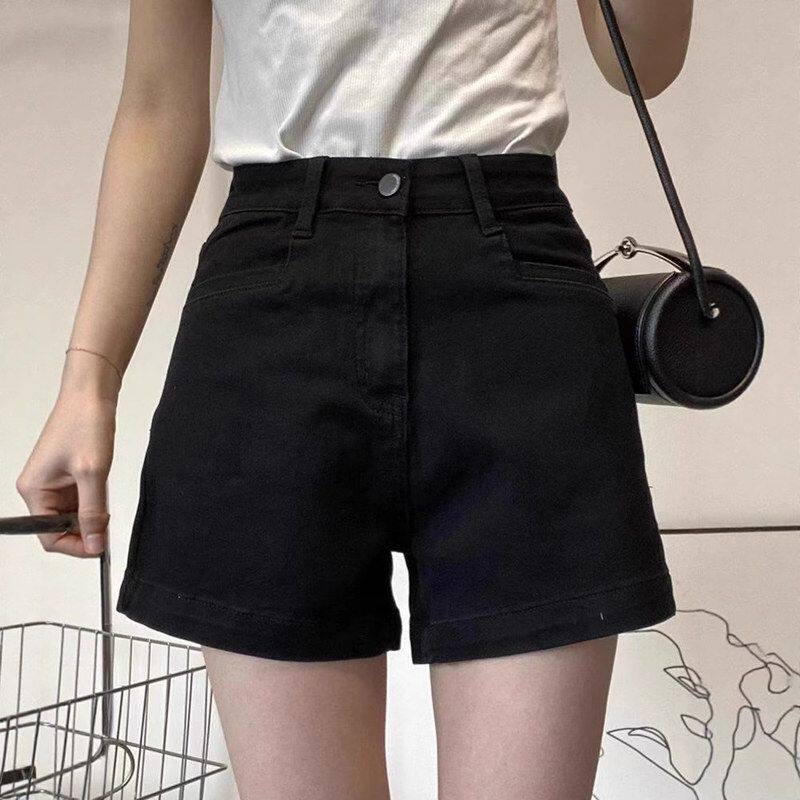 韩版甜酷黑色牛仔短裤女夏季2025新款高腰显瘦直筒裤显瘦超短热裤