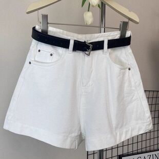白色休闲宽松牛仔短裤女装夏季新款高腰宽松显瘦a字百搭阔腿热裤