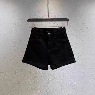 梨形身材黑色牛仔短裤女夏季大码新款高腰宽松显瘦a字包臀热裤ins