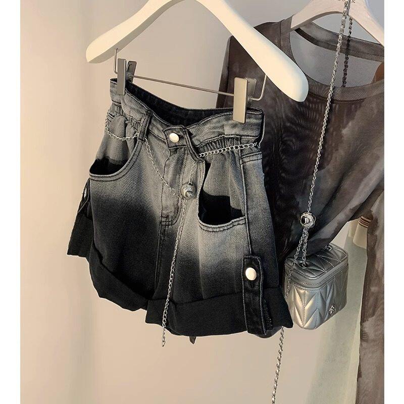 夏季新款a字牛仔短裤女2024年高腰显瘦百搭阔腿裤显腿长通勤热裤