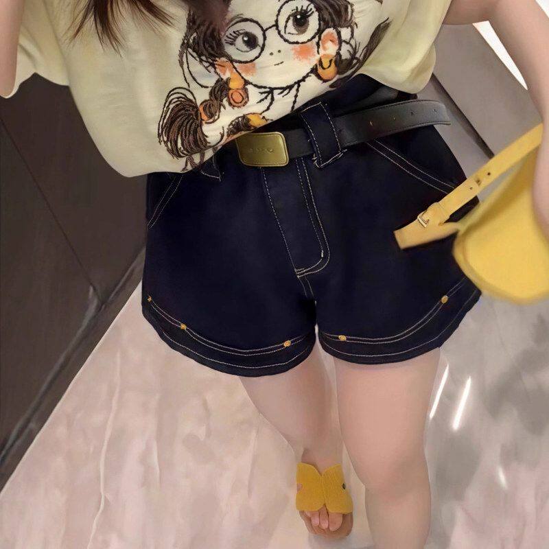 宽松时尚百搭阔腿牛仔短裤女2025夏季新款大码女装高腰显瘦直筒裤