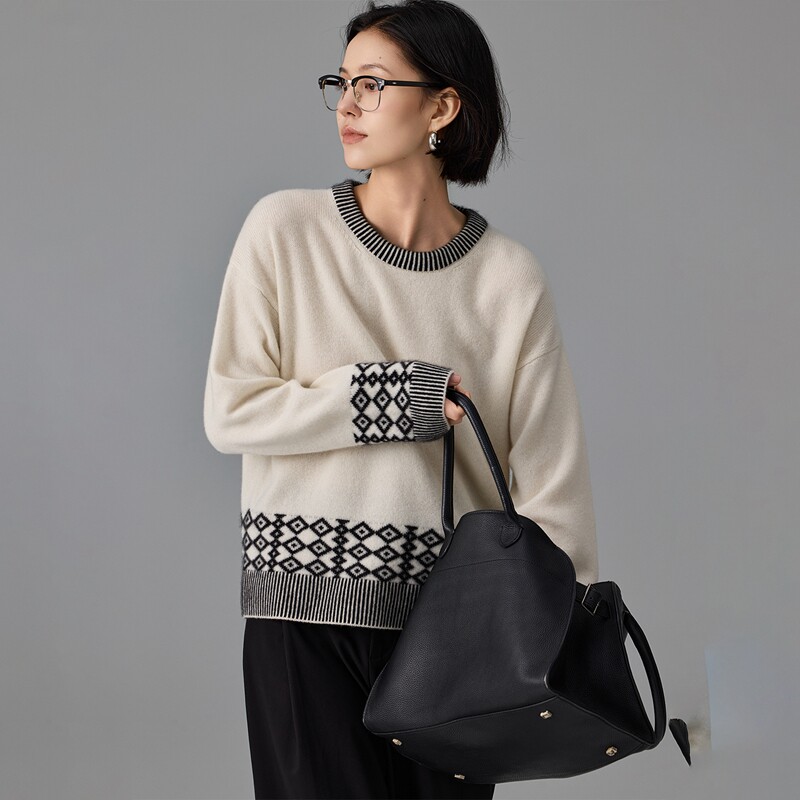 康赛妮纪念碑谷厚款100山羊绒套头衫宽松时尚针织保暖柔软亲肤