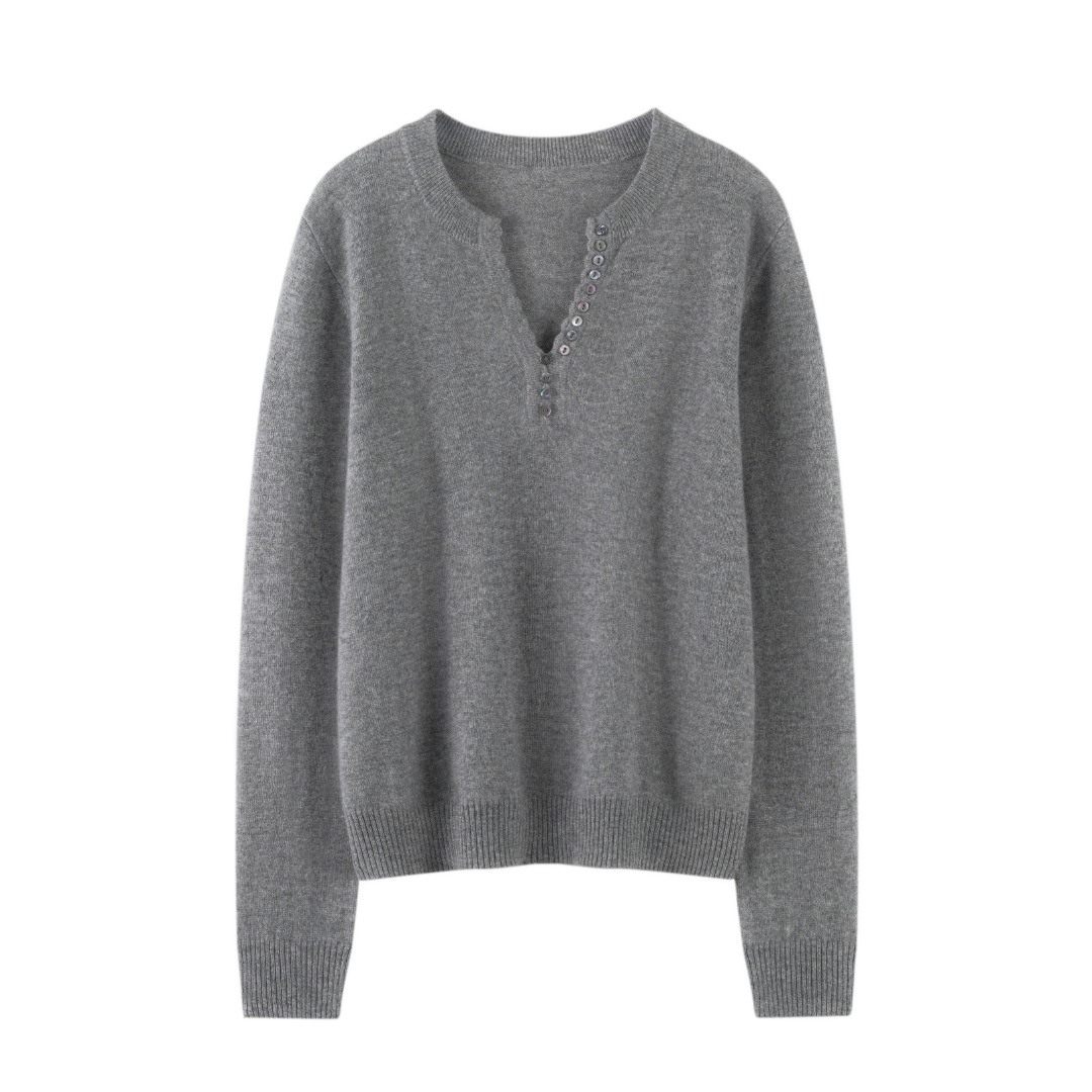 文淇同款100纯山羊绒康赛妮套头衫12针单股休闲时尚纯色针织衫