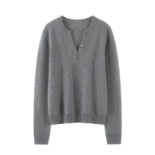 文淇同款100纯山羊绒康赛妮套头衫12针单股休闲时尚纯色针织衫