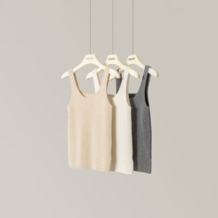 康赛妮100%山羊绒四平针织背心U领秋冬打底纯色通勤