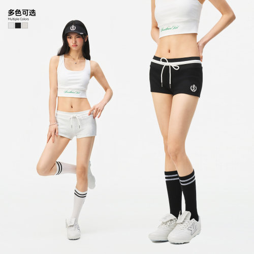 STK SmallTownKid网球针织短裤运动风拼色女夏季舒适抽绳显瘦热裤