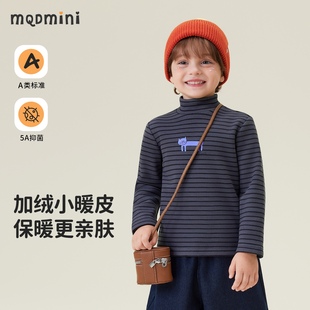 T恤上衣内搭 冬男童德绒长袖 MQDmini儿童加绒半高领打底衫 2025新款
