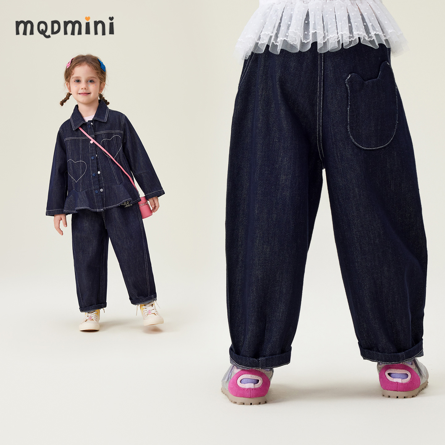 MQDmini童装女童秋季牛仔裤