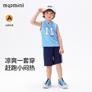 兒童運(yùn)動(dòng)服男寶寶速干背心短褲 兩件套 2025新款 MQDmini男童夏套裝