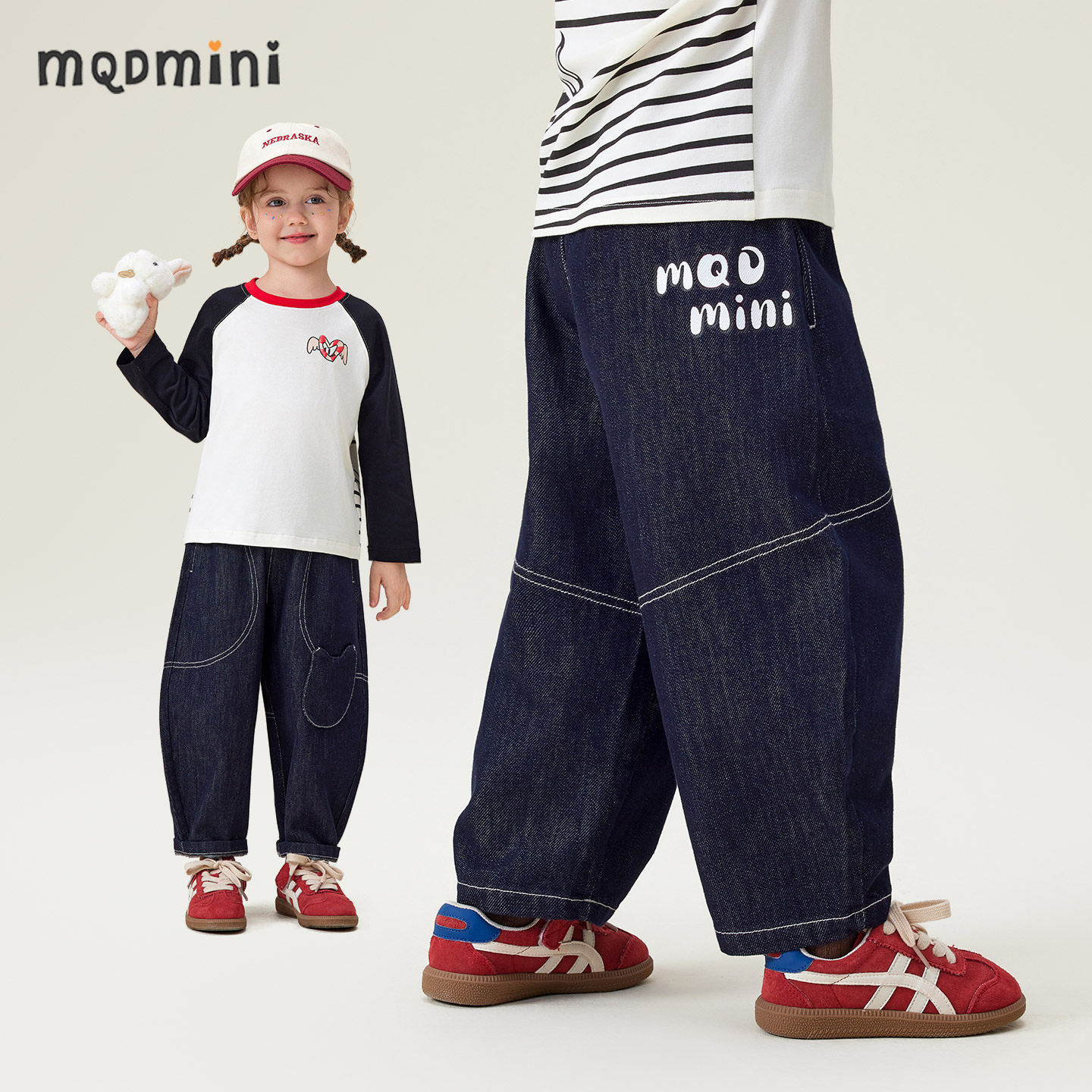 MQDmini儿童牛仔裤2026新款春季女宝宝休闲裤时髦阔腿裤男童长裤,童装/婴儿装/亲子装,儿童牛仔裤,淘宝优惠券,粉丝福利购,淘宝优惠卷