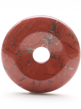 天然水晶吊坠项链红竹石平安扣石英质玉红碧玉有金点一物一图A20