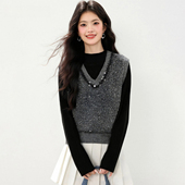 2025新款 时髦高级感亮片钉珠马甲针织衫 秋冬坎肩内搭叠穿宽松上衣