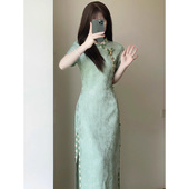 新款 新中式 少女日常开叉改良旗袍连衣裙女夏季 年轻款 国风气质时尚