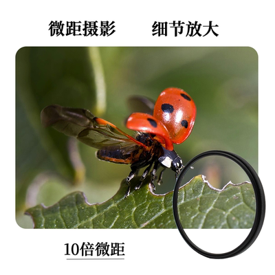 10倍微距近摄镜镜头滤镜49/52/55/58/62/67/72/77/82佳能尼康